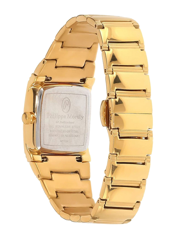 Philippe Moraly of Switzerland Analog Watch for Women with Stainless Steel Band. Water Resistant. M1324GW. Gold-White