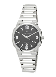 Philippe Moraly of Switzerland Analog Watch for Men with Stainless Steel Band. Water Resistant. M1325WB. Silver-Black