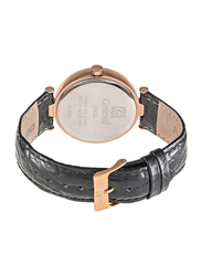 Geneval of Switzerland Analog Watch for Women with Leather Band. Water Resistant. GLS212RBB. Black