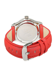 Geneval of Switzerland Analog Watch for Women with Leather Band. Water Resistant. GLS1612WWR. Red-White