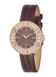 Philippe Moraly of Switzerland Analog Watch for Women with Leather Band. Water Resistant. LS1156ROO. Brown