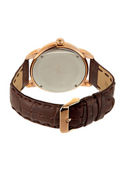 Philippe Moraly of Switzerland Analog Watch for Men with Leather Band. Water Resistant. L1375ROO. Brown