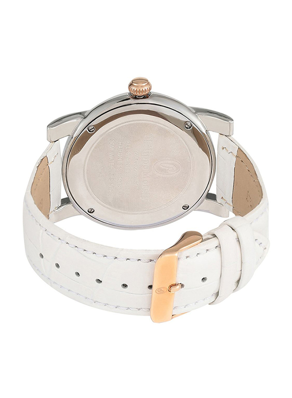 Philippe Moraly of Switzerland Analog Watch for Men with Leather Band. Water Resistant. L1423CRWW. White