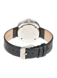 Philippe Moraly of Switzerland Analog Watch for Women with Leather Band. Water Resistant. LS1156WBB. Black