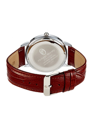 Philippe Moraly of Switzerland Analog Watch for Men with Leather Band. Water Resistant. L1711. Brown-Dark Brown