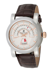 Philippe Moraly of Switzerland Analog Watch for Men with Leather Band. Water Resistant. L1463CRWO. Brown-Rose Gold