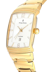 Philippe Moraly of Switzerland Analog Watch for Women with Stainless Steel Band. Water Resistant. M1324GW. Gold-White