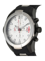 Geneval of Switzerland Analog Watch for Men with Rubber Band. Water Resistant and Chronograph. GRC141BWB. Black-White