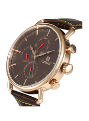 جينيفل اوف سويتزرلاند ساعة يد بعقارب و سوار من الجلد للرجال، مقاومة للماء و كرونوغراف، GL1515ROO، بني