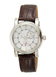 Philippe Moraly of Switzerland Analog Watch for Men with Leather Band. Water Resistant. L1423WWO. Brown-Silver
