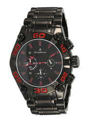 Philippe Moraly of Switzerland Analog Watch for Men with Stainless Steel Band. Water Resistant and Chronograph. MC1333BBR. Black-Red