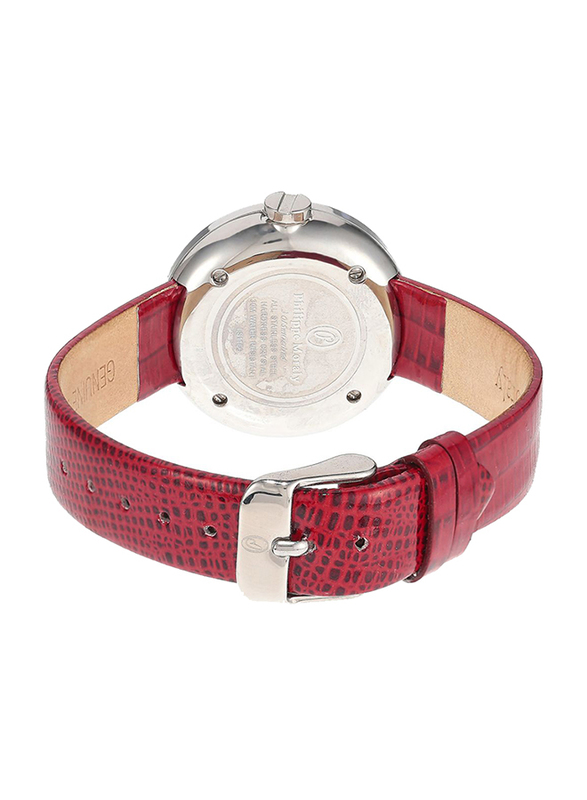 Philippe Moraly of Switzerland Analog Watch for Women with Leather Band. Water Resistant. LS1156WWR. Red-White