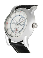 Philippe Moraly of Switzerland Analog Watch for Men with Leather Band. Water Resistant. L1423WWB. Black-White