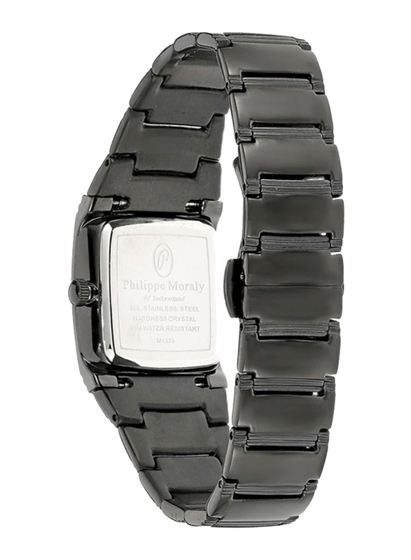 Philippe Moraly of Switzerland Analog Watch for Women with Stainless Steel Band. Water Resistant. M1324BB. Black