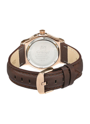 Geneval of Switzerland Analog Watch for Women with Leather Band. Water Resistant. GLS1612ROO. Brown