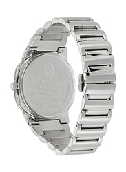 Philippe Moraly of Switzerland Analog Watch for Men with Stainless Steel Band. Water Resistant. M1325WB. Silver-Black