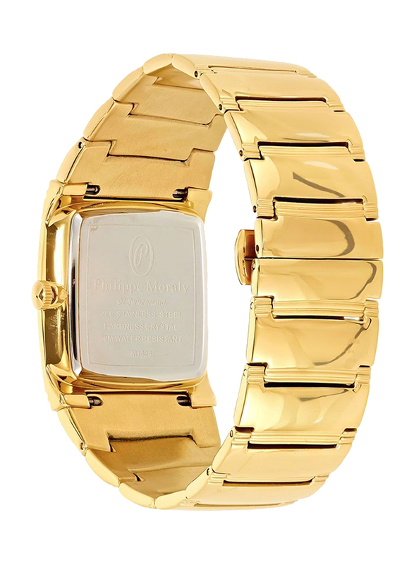 Philippe Moraly of Switzerland Analog Watch for Men with Stainless Steel Band. Water Resistant. M1323GW. Gold-White