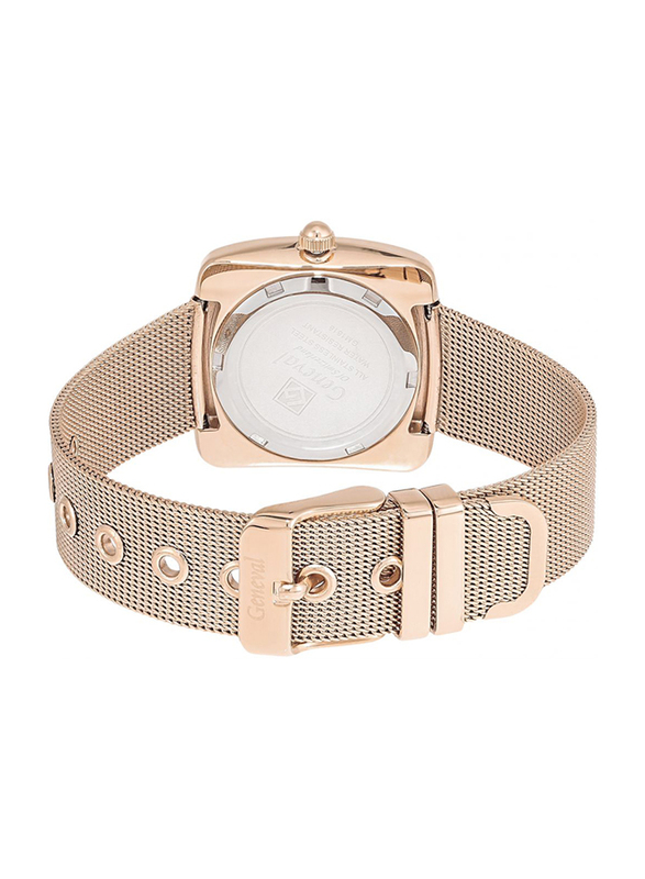 Geneval of Switzerland Analog Watch for Women with Stainless Steel Band. Water Resistant. GM1616RO. Rose Gold-Brown