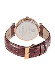 Geneval of Switzerland Analog Watch for Women with Leather Band. Water Resistant. GLS212RPOO. Brown