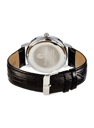 Philippe Moraly of Switzerland Analog Watch for Men with Leather Band. Water Resistant. L1711. Black-Black/Silver
