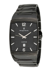 Philippe Moraly of Switzerland Analog Watch for Men with Stainless Steel Band. Water Resistant. M1323BB. Black