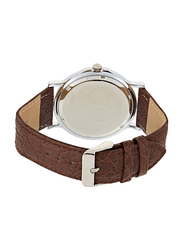 Philippe Moraly of Switzerland Analog Watch for Men with Leather Band. Water Resistant. L1611. Brown-White