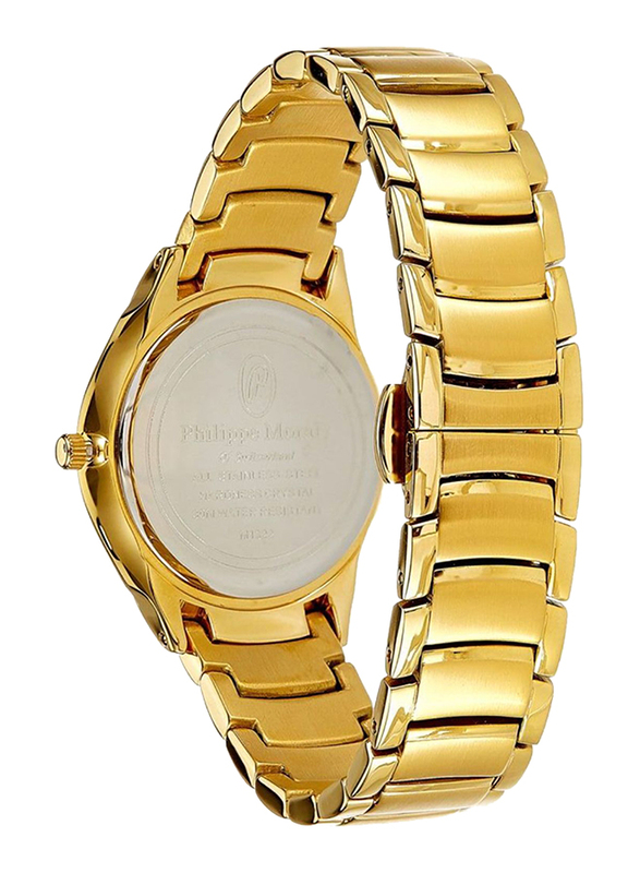 Philippe Moraly of Switzerland Analog Watch for Women with Stainless Steel Band. Water Resistant. M1322GW. Gold-White