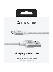 Mophie 1-Meter Micro USB Braided Charge and Sync Cable, USB A Male to Micro USB for Smartphones/Tablets, White