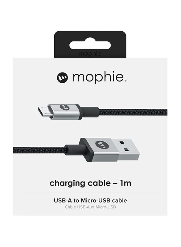 Mophie 1-Meter Micro USB Braided Charge and Sync Cable, USB A Male to Micro USB for Smartphones/Tablets, Black
