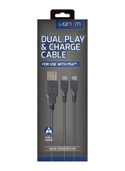 Venom 3-Meter Dual Play and Charge Micro USB Cable, USB A Male to 2 Micro USB for PlayStation 4 Controllers, Black