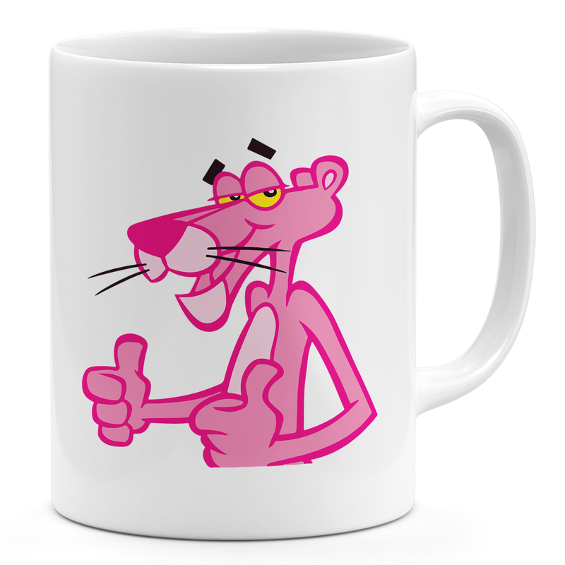 

Loud Universe Thumbs Up Pink Panther 11oz Coffee Mug Yellow and Pink 11oz Ceramic Novelty Mug