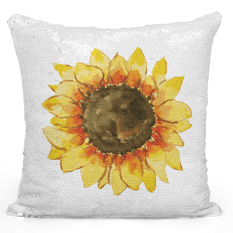 

Loud Universe Sequin Pillow Magic Mermaid Throw Pillow Sunflower Pillow Pretty Floral Print - Durable 16 x 16 inch Square Home Accent Pillow Sofa Cush
