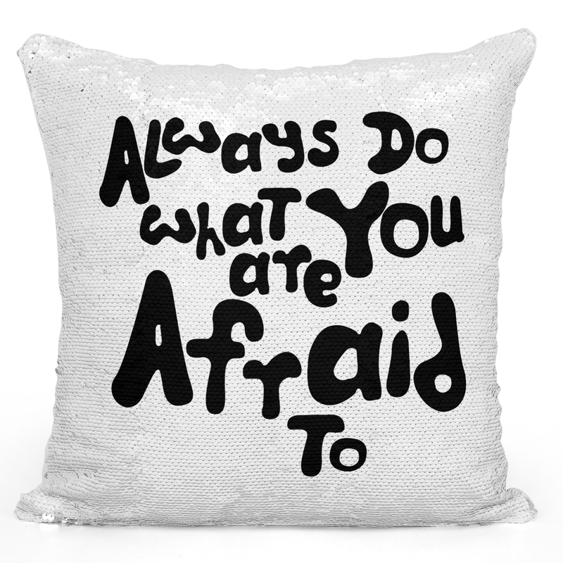 

Loud Universe Sequin Pillow Magic Mermaid Throw Pillow Always Do What You Are Afraid To Motivational Pillow - Colorful With 16 x 16 inch Square Home A