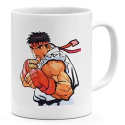 Cartoon Street Fighter Game 11oz Coffee Mug Ryu White Street Fighter 11oz Ceramic Novelty Mug
