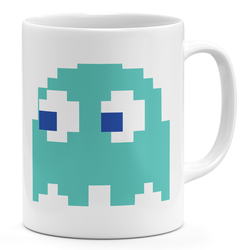 Blue Ghost Pacman 11oz Coffee Mug Game Classic 11oz Ceramic Novelty Mug