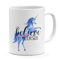 Unique quote 11oz Mug Believe in yourself unicorn motivational quote White ceramic mug 11oz Novelty coffee Mug