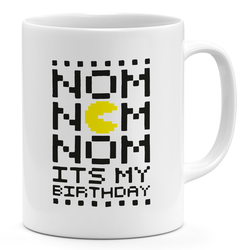 Nom Nom Pacman 11oz Coffee Mug Birthday Pacman 11oz Ceramic Novelty Mug