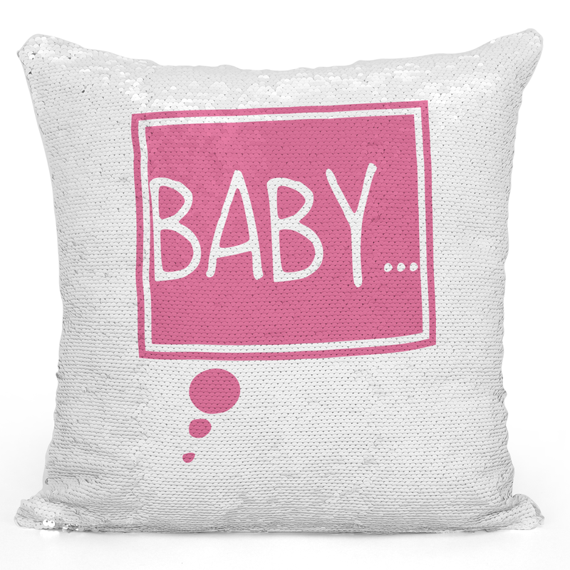 

Loud Universe Sequin Pillow Magic Mermaid Throw Pillow Baby Pink Printed Pillow - Pure Printed 16 x 16 inch Square Home Decor Couch Pillow, White