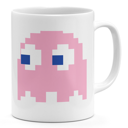 Pink Ghost Pacman 11oz Coffee Mug Pink Retro Game 11oz Ceramic Novelty Mug