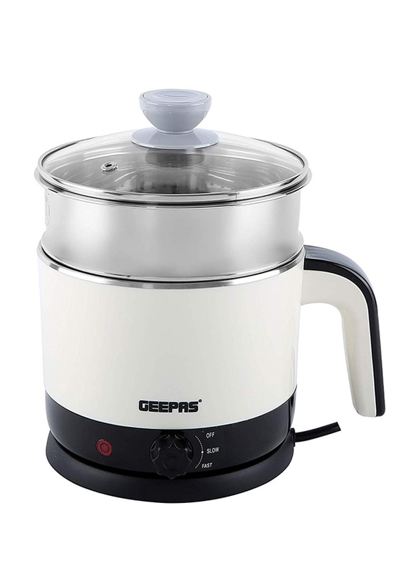 Geepas Electric Double layer Multifunction Kettle, 1000W, GK38026, White/Silver