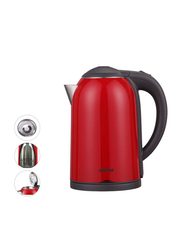 Geepas 1.7L Electric Stainless Steel Double Layer Kettle, 1800W, GK38013, Red