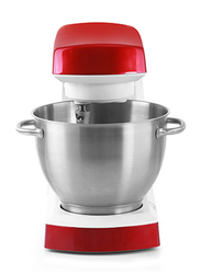 Geepas 1.4L Deluxe Kitchen Stand Mixer, 600W, with 4.2L Stainless Steel Bowl, GSM5442, White/Red
