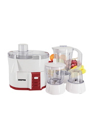 Geepas 4-in-1 Food Processor, 600W, with 2 Speed Control, Safety Lock, GSB9890, White/Red
