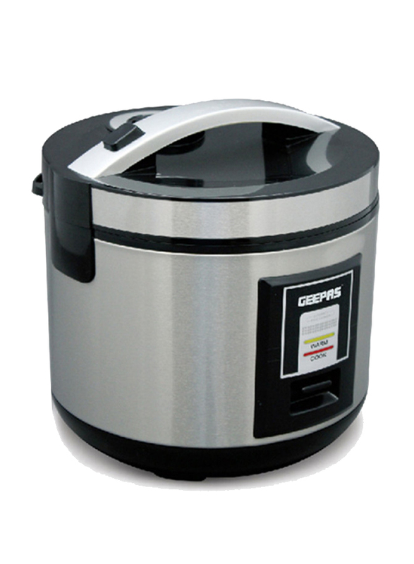 Geepas 1.8L Stainless Steel Rice Cooker, 700W, with Non-Stick Inner Pot, GRC4330, Silver
