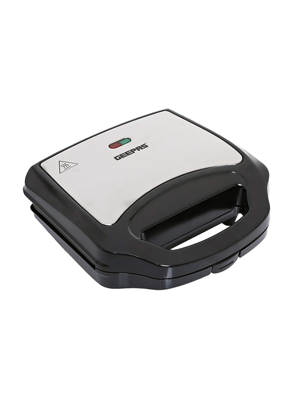 Geepas 2 Slice Electric Sandwich Maker, 700W, with Non-Stick Coating Soleplate, GSM6002, Black