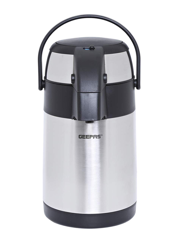 Geepas 2.5 Ltr Stainless Steel Double Wall Airpot Flask, GVF5262, Silver