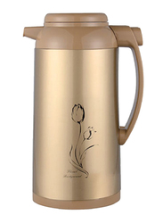 Geepas 1.3 Ltr Hot and Cold Glass Inner Pot Vacuum Flask, GVF27012, Brown/Gold
