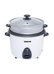 Geepas 2.2L Automatic Rice Cooker, 900W, GRC4326, White/Silver