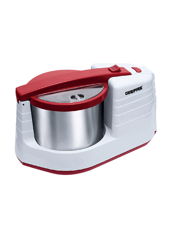 Geepas 2L Stainless Steel Wet Grinder, 200W, GWG7304, White/Silver/Red