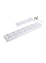 Geepas GES4093 6 Way Extension Socket, 3 Meter Cable, White